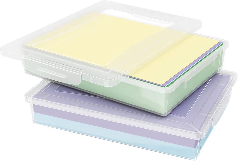 Lifewit 2-Pack Clear A4 Storage Boxes w/ Latching Lids – Fits 8.5”x11” Paper